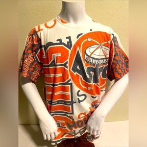 Houston Astros Vintage Style T-Shirt Jumbotron Mitchell & Ness Orange Navy White